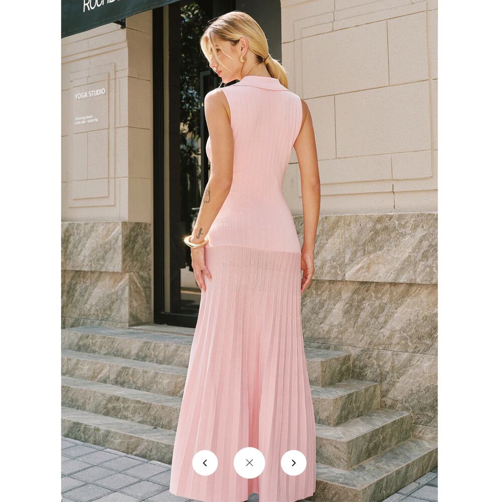 NWT Commense Polo Collar Sleeveless Ribbed Knit Maxi Dress Sz S - Picture 6 of 7